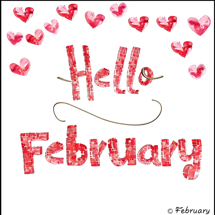 Heart Pattern Hello February Greeting Card