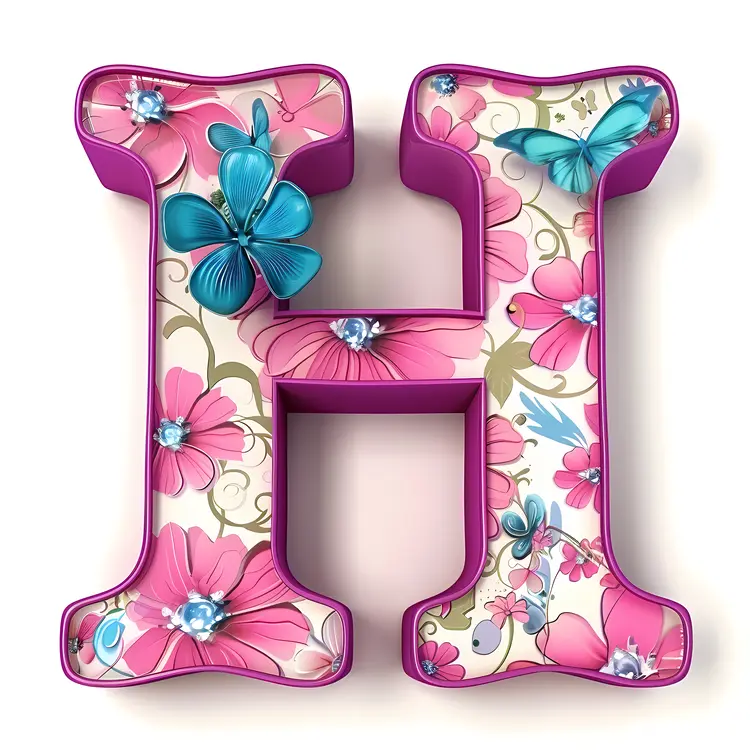 Floral Pink Letter H