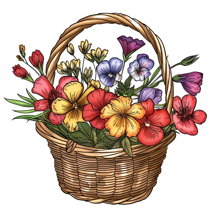 Basket of Colorful Flowers