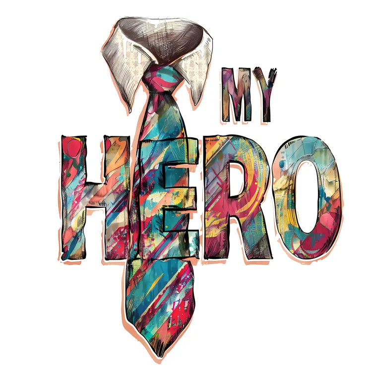 My Hero Text with Colorful Tie