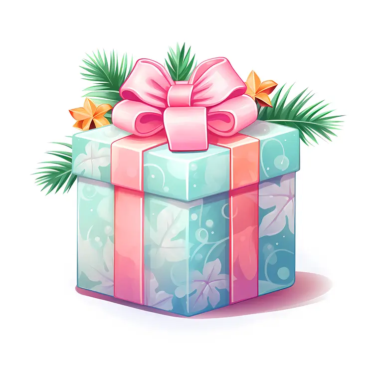 Gift Box with Pink Bow and Stars