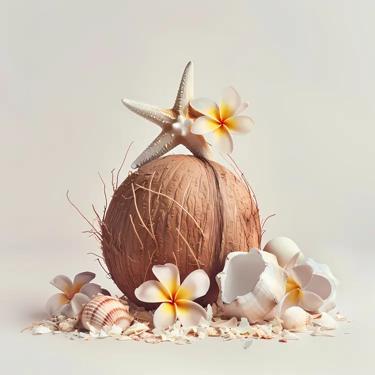 Coconut and Starfish with White Flowers