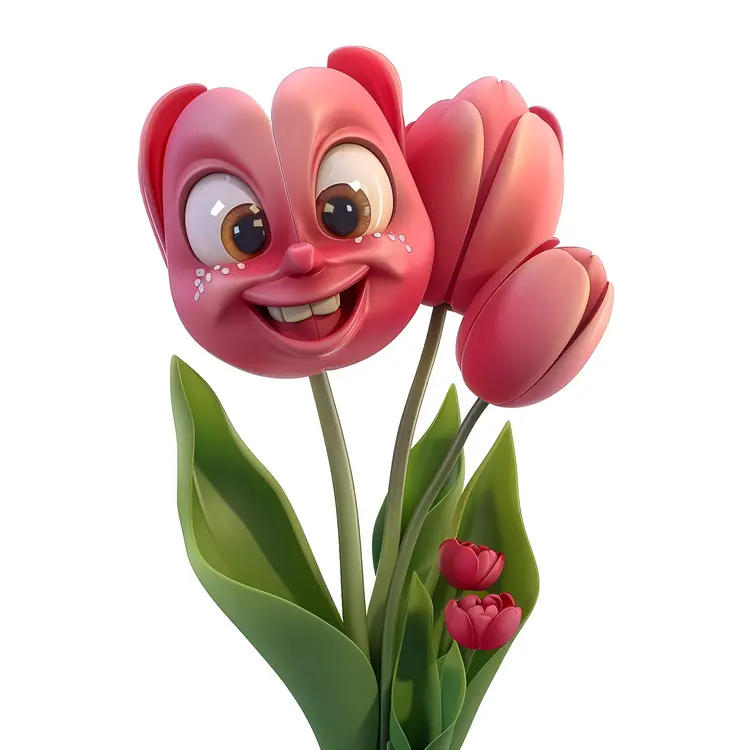 Smiling Pink Cartoon Tulip
