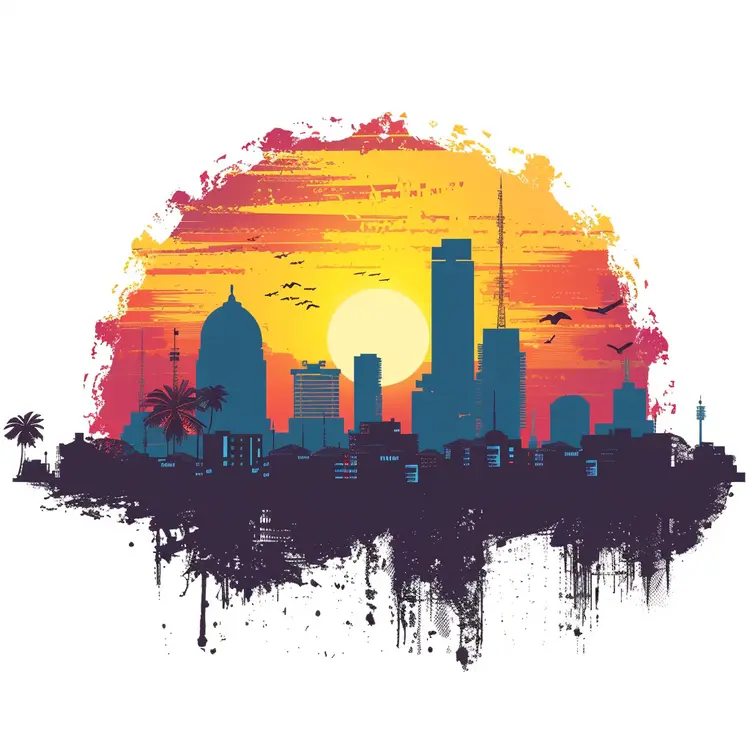 City Skyline at Sunset