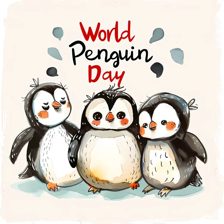 Cute Doodle Penguins for World Penguin Day