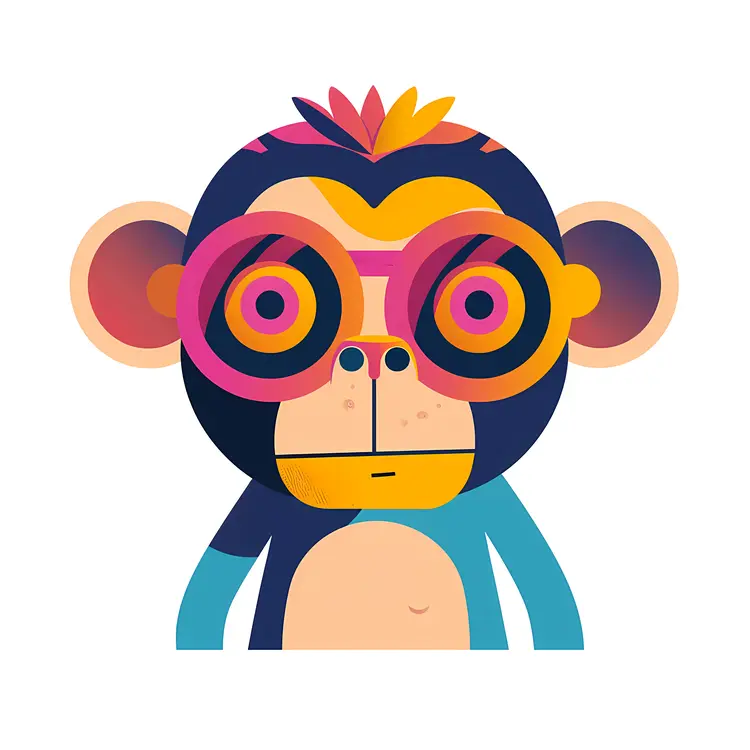 Colorful Monkey with Glasses