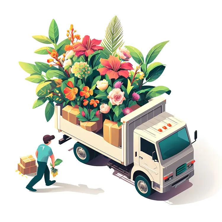 Large Flower Delivery Truck