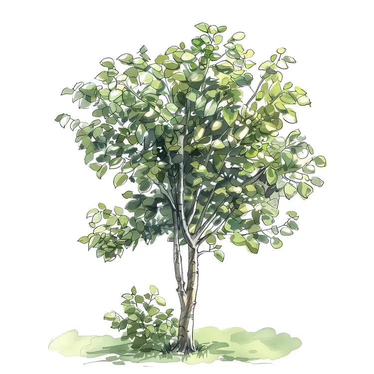Young Tree with Fresh Leaves