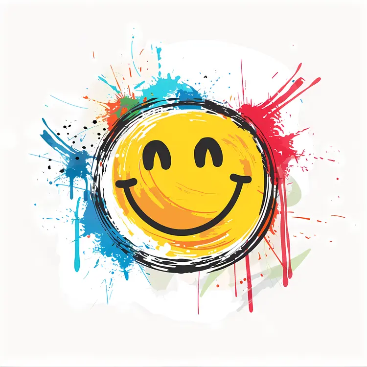 Smiley Face with Paint Splashes