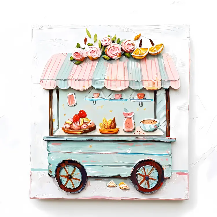 Pastel Dessert and Flower Cart