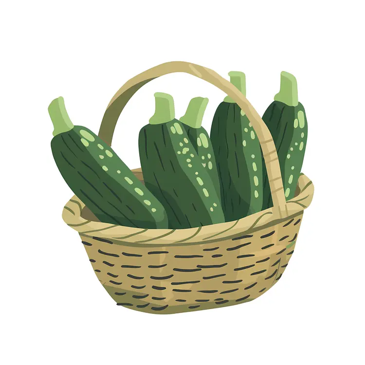 Green Zucchinis in a Basket