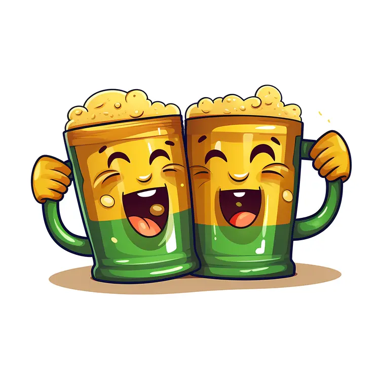 Happy Beer Mugs Cartoon
