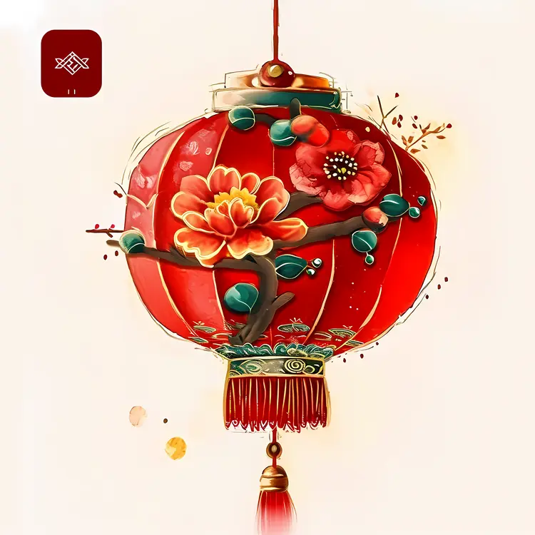Beautiful Red Lantern with Floral Design
