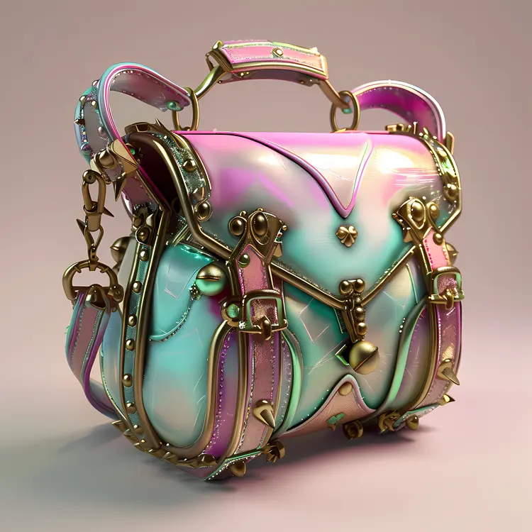 Pastel Handbag with Gold Accents