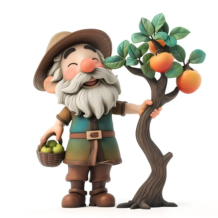 Person with Apple Tree and Basket