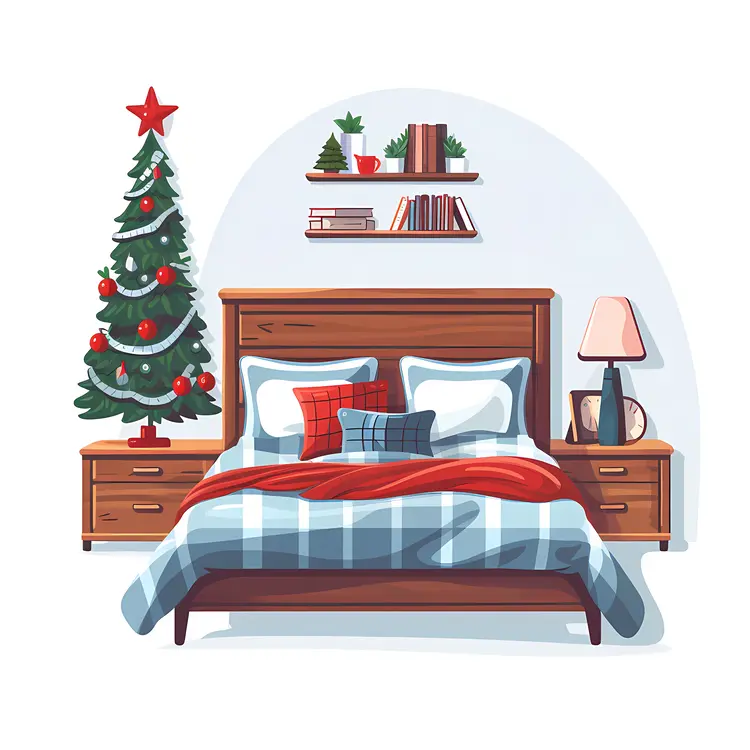 Christmas Tree in Cozy Bedroom