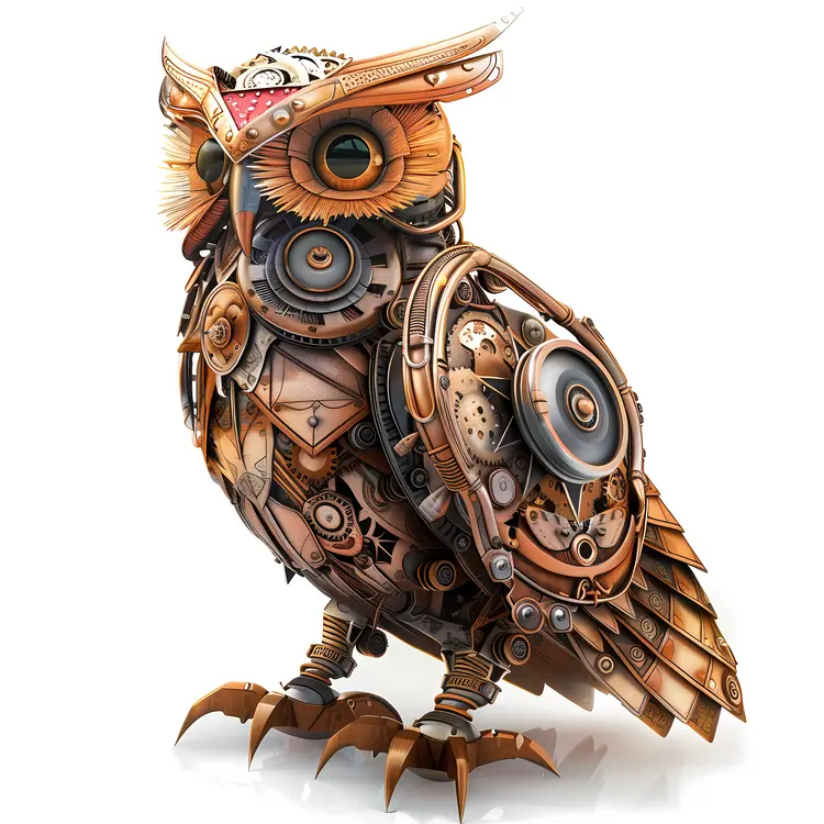 Steampunk Owl with Gears and Metal