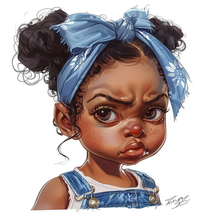Angry Girl with Blue Headband