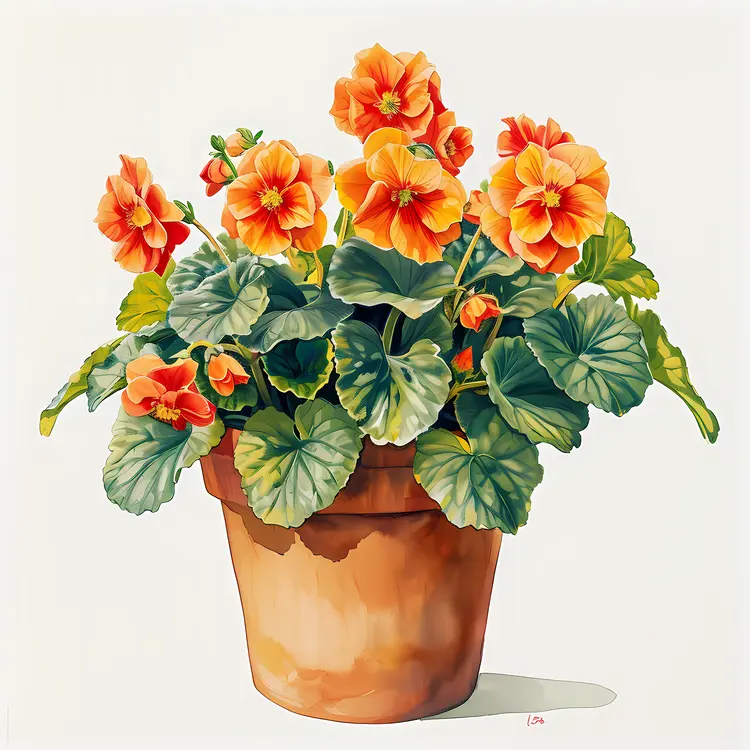 Orange Flowers in a Pot