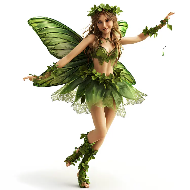 Green Fairy Dancing with Shamrock