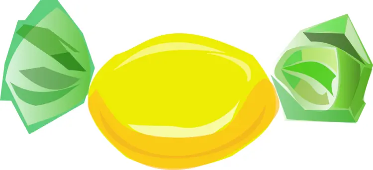 Yellow Candy with Green Wrappers