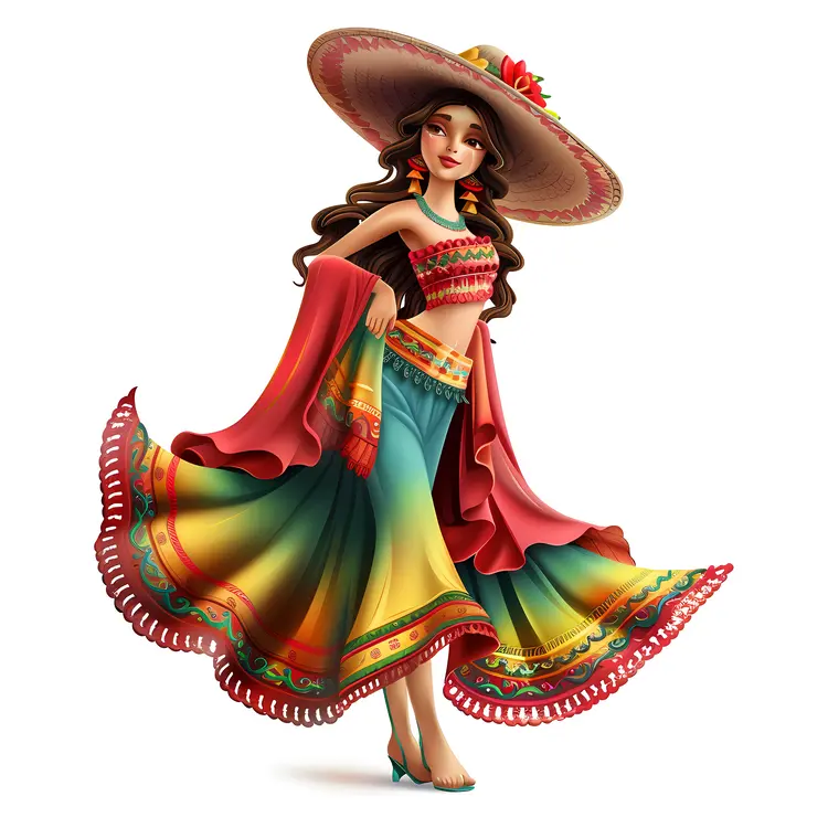 Woman in Colorful Traditional Dress