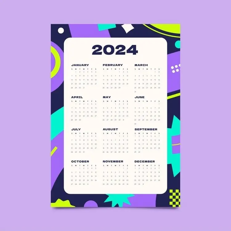 Colorful 2024 Calendar with Abstract Design