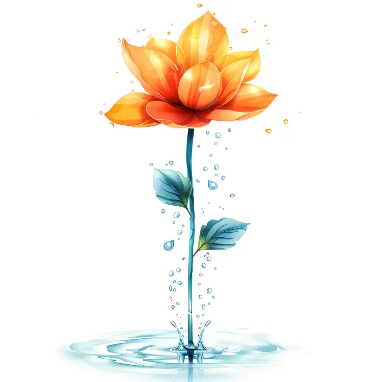 Orange Flower with Water Droplets