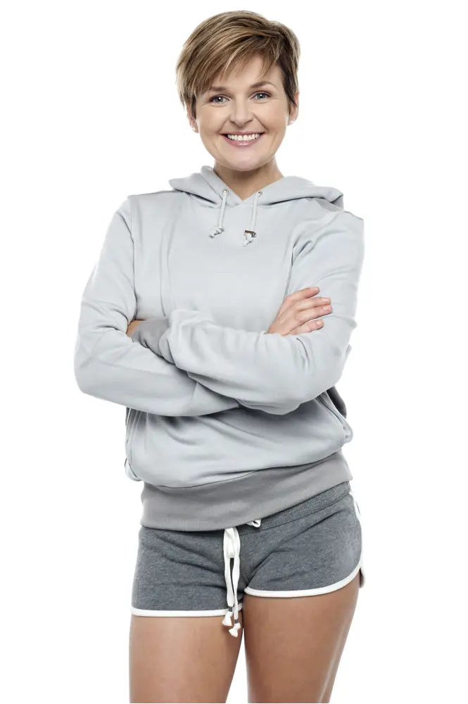 Woman in Grey Hoodie and Shorts