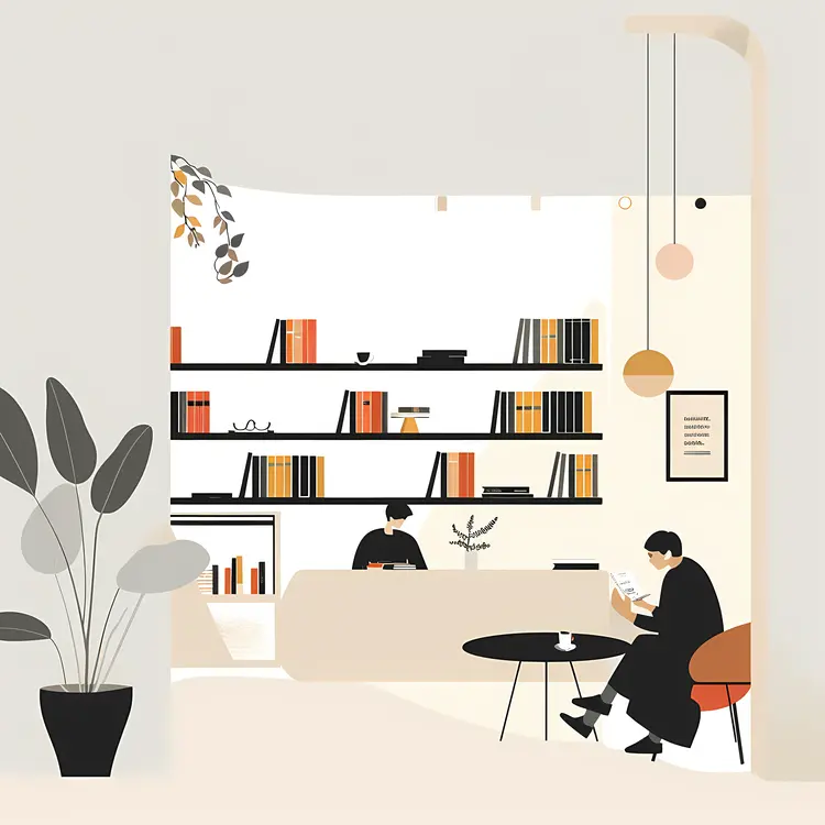 Minimalist Bookstore with Shelves