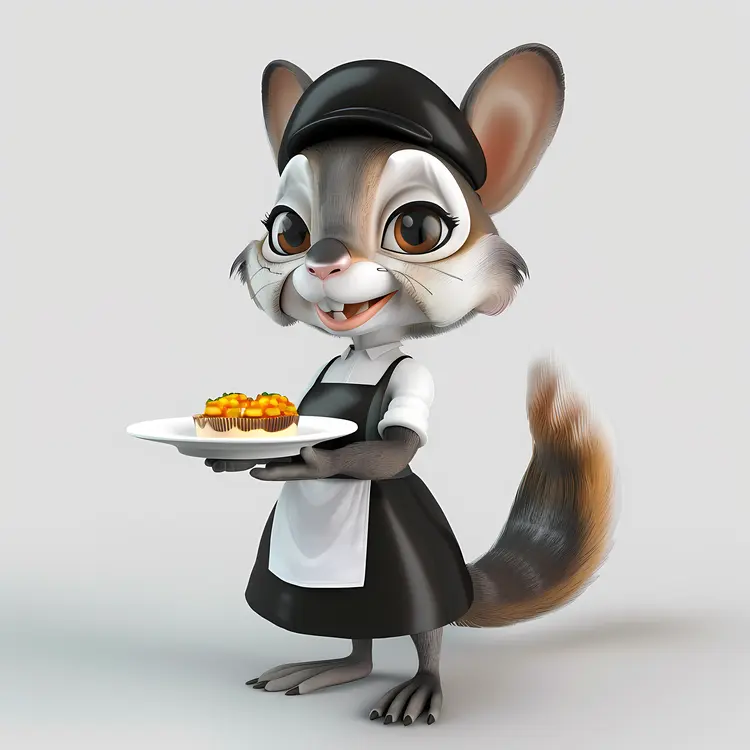 Mouse Waitress with Pastries