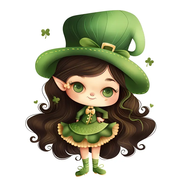 Charming Leprechaun Girl with Green Dress
