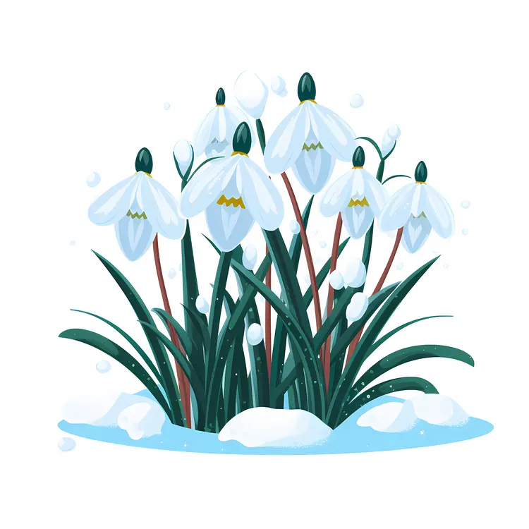 Snowdrops in Winter Snow