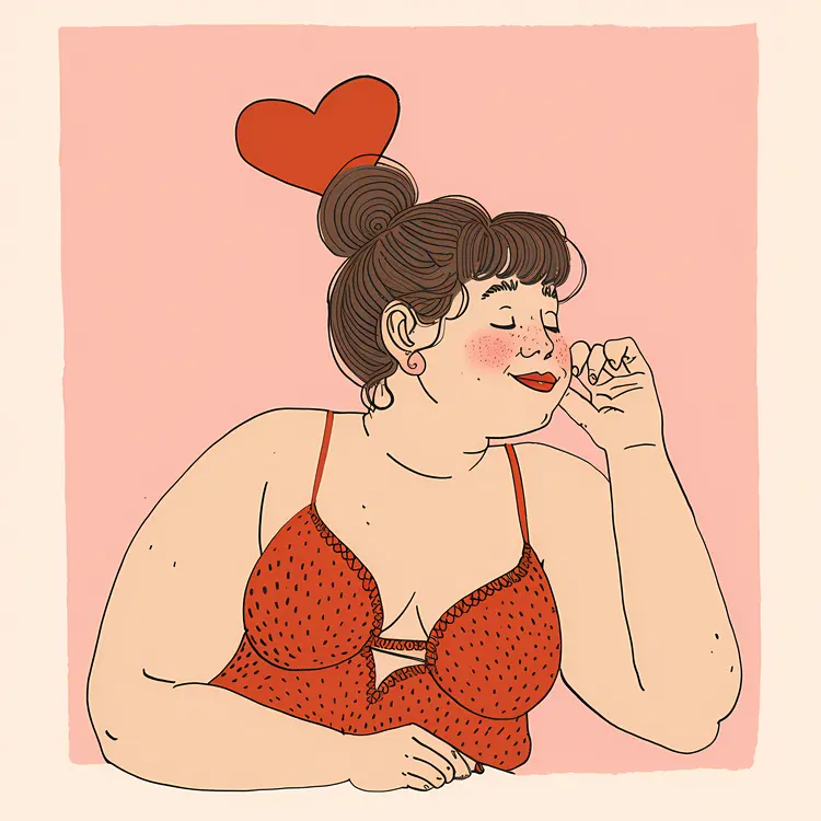 Woman in Red Lingerie with Heart