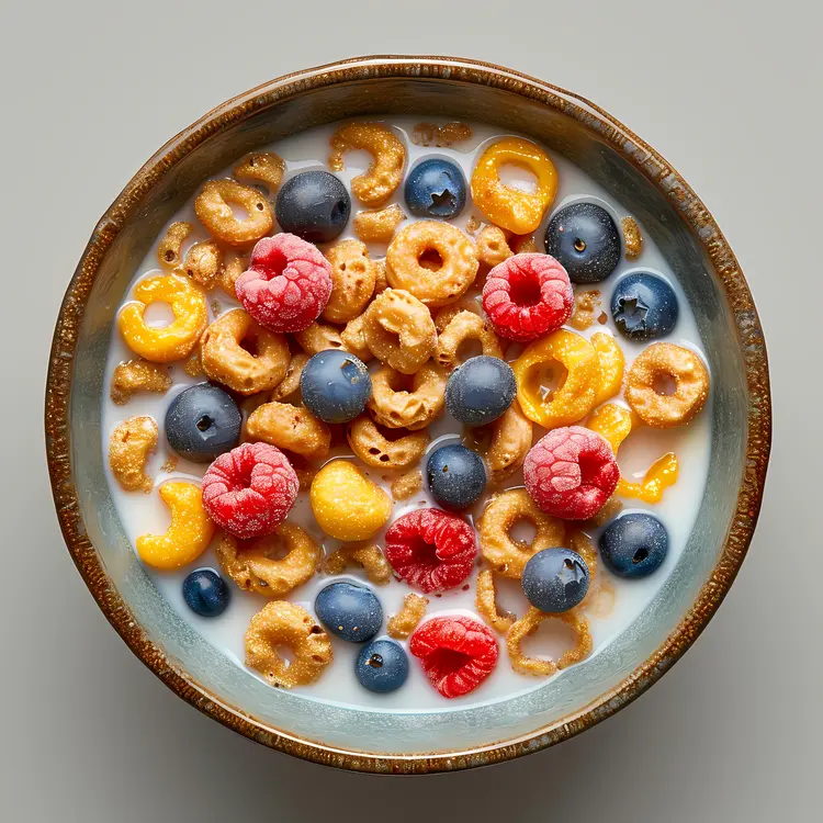Healthy Cereal with Berries and Milk