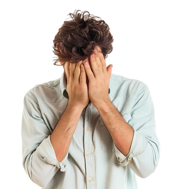 Man Covering Face in Distress