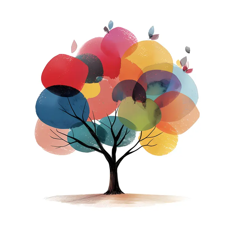 Abstract Colorful Tree with Round Leaves
