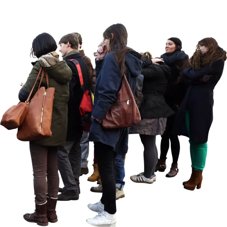 People Waiting in Line Outdoors
