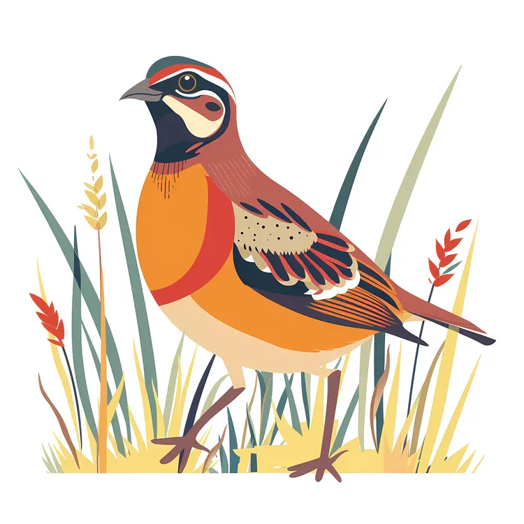 Colorful Bird in Grass