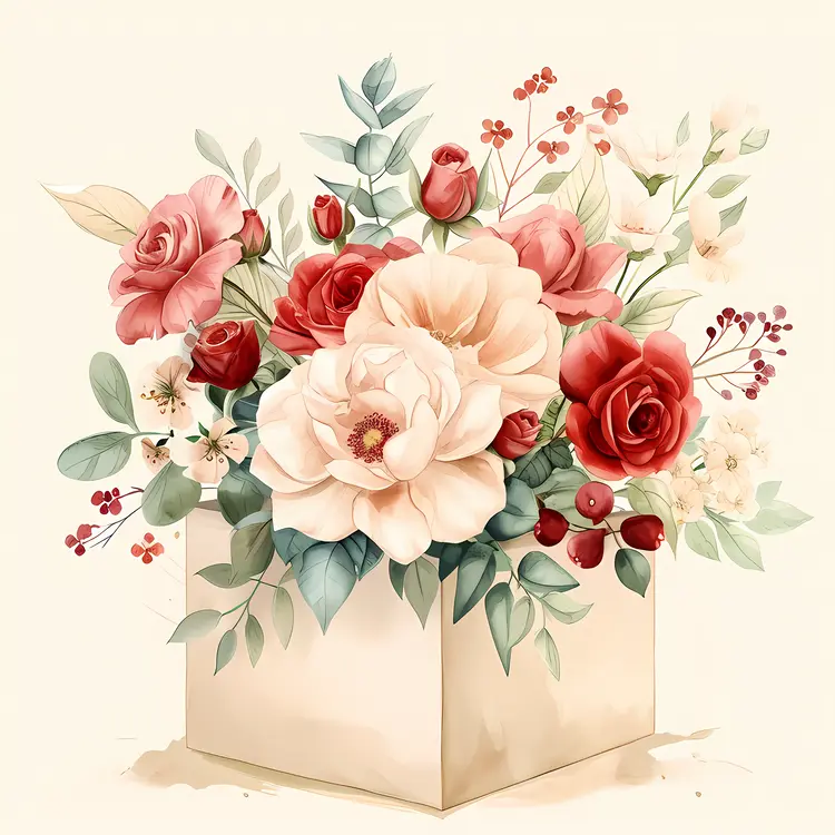 Charming Flower Bouquet in Gift Box