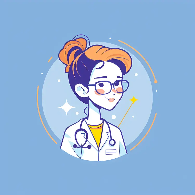 Cute Doctor Illustration with Glasses and Stethoscope
