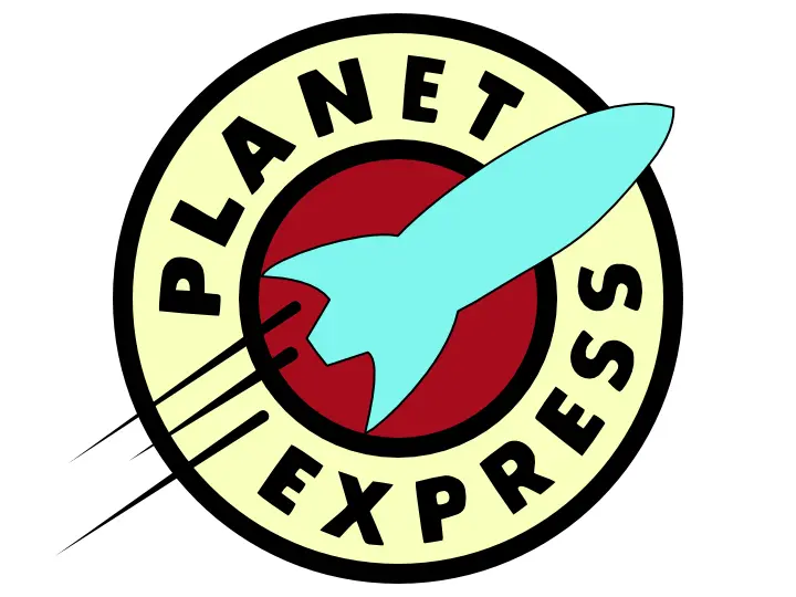 Planet Express Logo with Blue Rocket