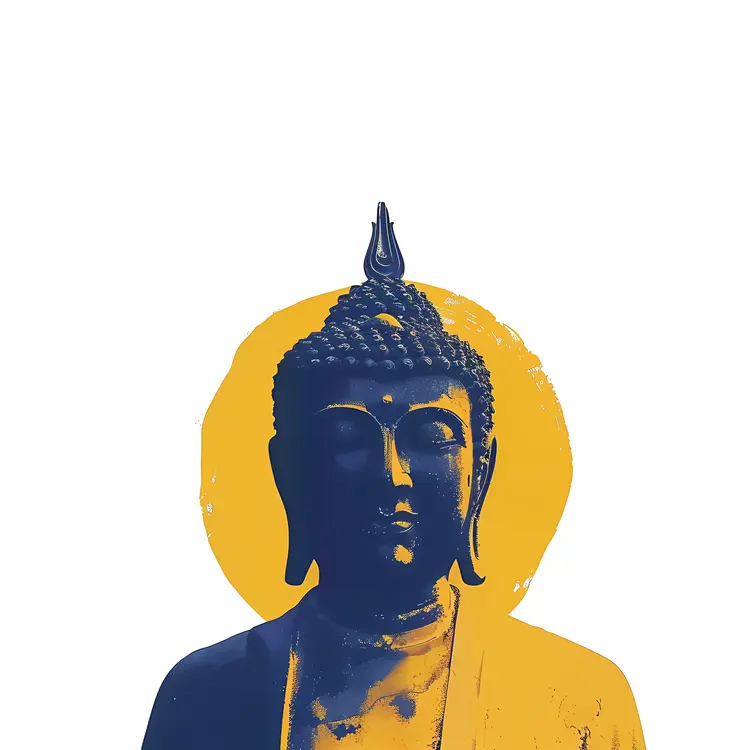 Blue and Yellow Buddha Statue Illustration