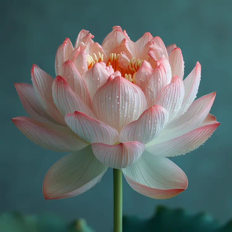 Pink Lotus Flower with Dew Drops