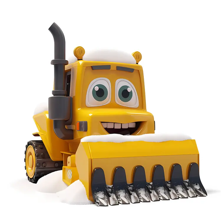 Smiling Yellow Snowplow Cartoon