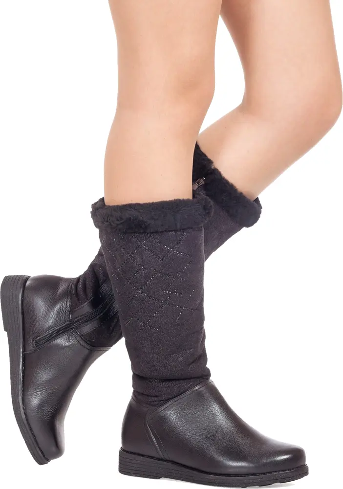 Warm Black Fur-Lined Boots for Winter