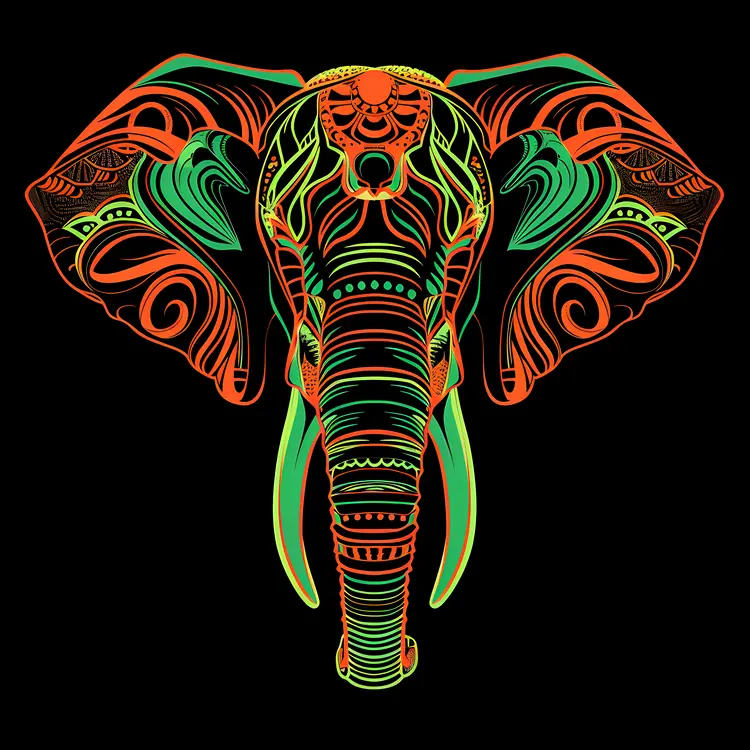 Colorful Patterned Elephant