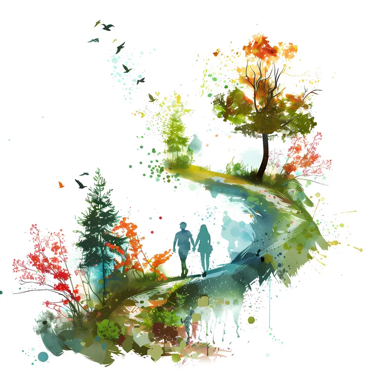 Couple Walking in Nature Art
