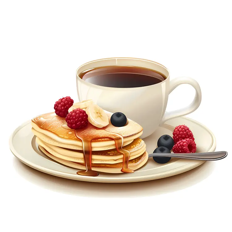 Tasty Pancakes and Coffee Breakfast