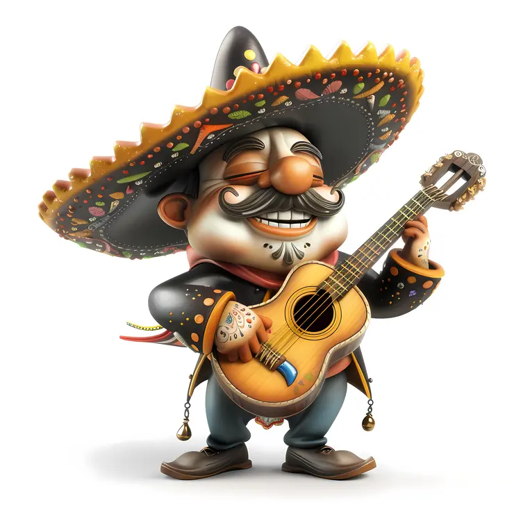 Guitarist with Black Sombrero Playing Music